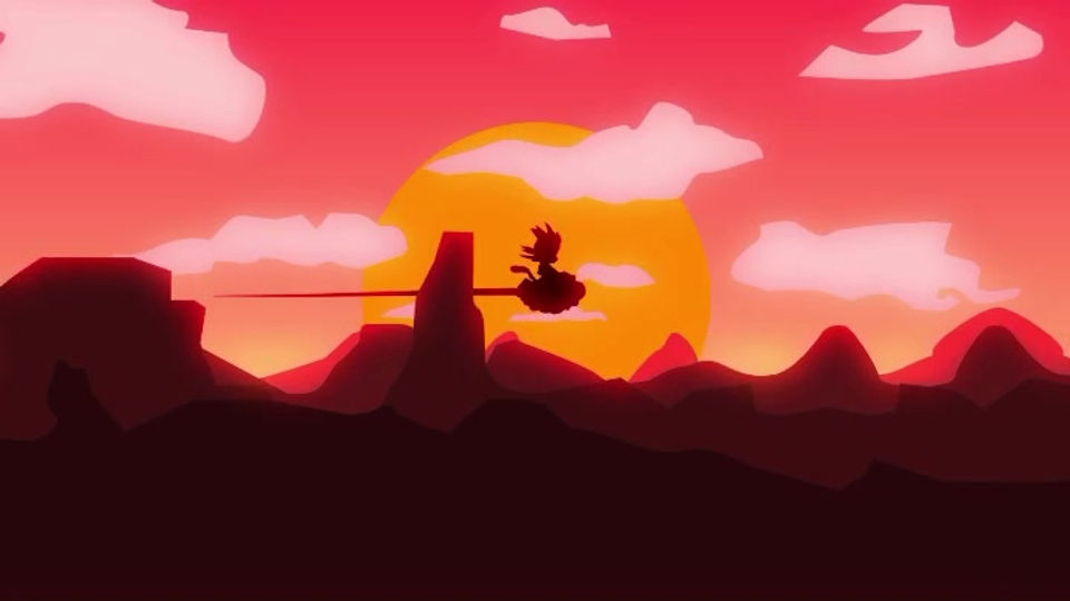 Goku Volando en el Nimbus.
